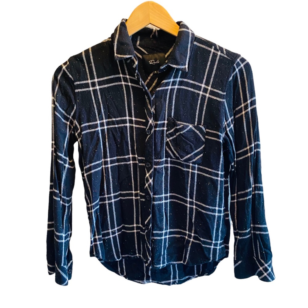 Rails Speckled Black Hunter Flannel Button Front Top - Picture 2 of 6